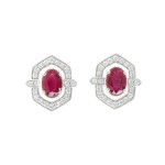 18K WHITE GOLD DIAMOND & RUBY EARRINGS