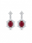 18K WHITE GOLD DIAMOND AND RUBY DANGLE EARRINGS