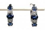 14K WHITE GOLD DIAMOND & SAPPHIRE HOOP EARRINGS