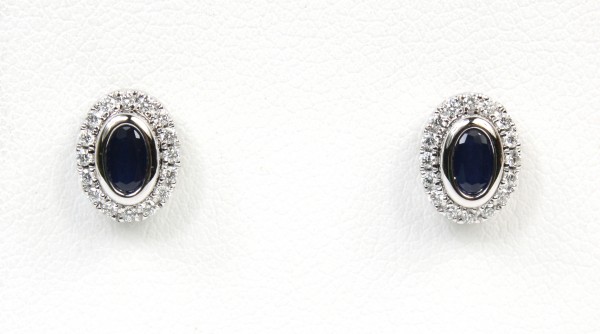 14K WHITE GOLD DIAMOND & SAPPHIRE EARRINGS