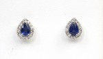 14K WHITE GOLD DIAMOND AND SAPPHIRE EARRINGS