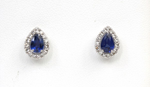 14K WHITE GOLD DIAMOND AND SAPPHIRE EARRINGS