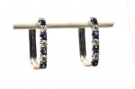 14K WHITE GOLD DIAMOND AND SAPPHIRE HOOP EARRINGS