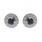10K WHITE GOLD DIAMOND AND BLUE SAPPHIRE EARRINGS