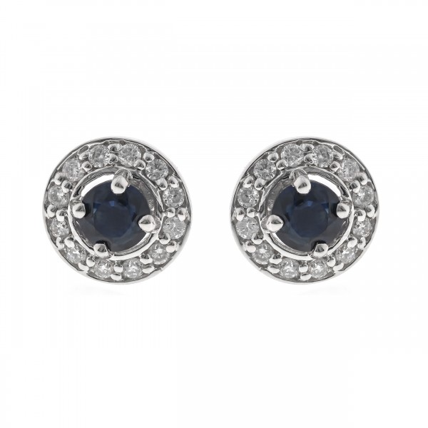 10K WHITE GOLD DIAMOND AND BLUE SAPPHIRE EARRINGS