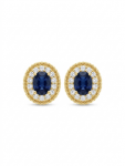 14K YELLOW GOLD DIAMOND AND SAPPHIRE EARRINGS