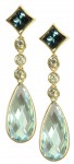 14K Yellow Gold Blue Topaz And Diamond Drop Earrings