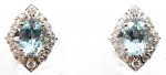 14K White Gold 3/8Ctw Diamond And 1.58Ctw Aquamarine Earrings