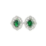 14K WHITE GOLD DIAMOND & TSAVORITE EARRINGS