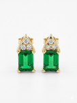 14K YELLOW GOLD DIAMOND AND CHROME DIOPSIDE STUD EARRINGS