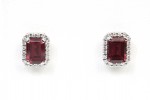14K WHITE GOLD DIAMOND AND RHODOLITE GARNET EARRINGS