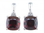14K WHITE GOLD DIAMOND AND GARNET EARRINGS