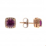 10K ROSE GOLD DIAMOND AND RHODOLITE GARNET EARRINGS