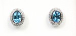 14K WHITE GOLD DIAMOND & BLUE TOPAZ EARRINGS