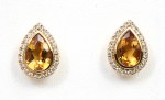 14K YELLOW GOLD DIAMOND & CITRINE EARRINGS