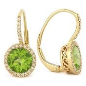 14Ky .19Ctw Diamond And Peridot Earrings