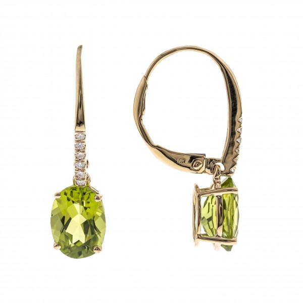 10K YELLOW GOLD DIAMOND AND PERIDOT EARRINGS