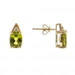 10K YELLOW GOLD DIAMOND AND PERIDOT EARRINGS