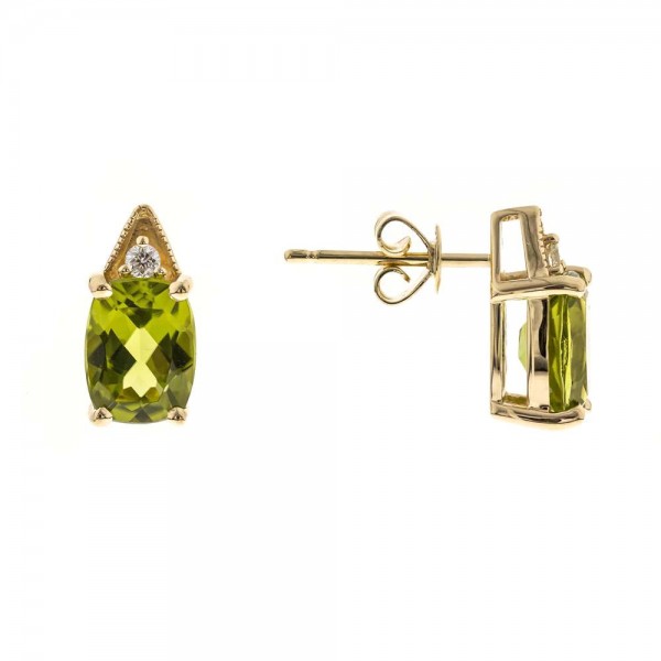 10K YELLOW GOLD DIAMOND AND PERIDOT EARRINGS
