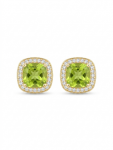 14K YELLOW GOLD DIAMOND & PERIDOT EARRINGS