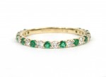 14K YELLOW GOLD DIAMOND AND EMERALD BAND