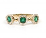 14K YELLOW GOLD DIAMOND & EMERALD  BAND