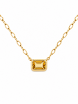 14K YELLOW GOLD EMERALD CUT CITRINE PENDANT