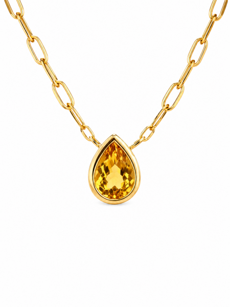 14K YELLOW GOLD BEZEL SET CITRINE PENDANT