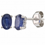 14K WHITE GOLD OVAL SAPPHIRE EARRINGS