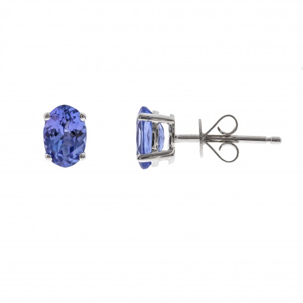 14K WHITE GOLD OVAL TANZANITE EARRINGS