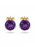14K YELLOW GOLD ROUND AMETHYST MARTINI STUD EARRINGS