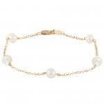 14K YELLOW GOLD  PEARL STATION BRACELET