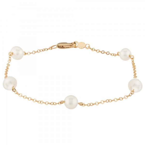 14K YELLOW GOLD  PEARL STATION BRACELET
