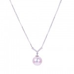 14K White Gold .04Ctw Diamond 8-8.5Mm Akoya Necklace