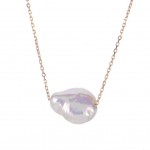 14K YELLOW GOLD KESHI FRESHWATER PEARL SOLITAIRE NECKLACE