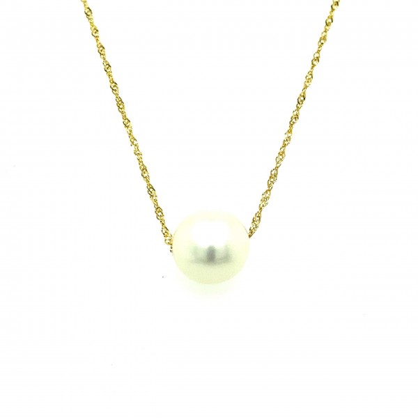 14K YELLOW GOLD WHITE POTATO PEARL NECKLACE