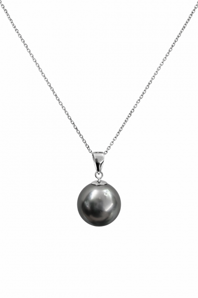 14K WHITE GOLD TAHITIAN PEARL PENDANT NECKLACE