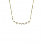 14K YELLOW GOLD DIAMOND AND CULTURED PEARL BAR NECKLACE