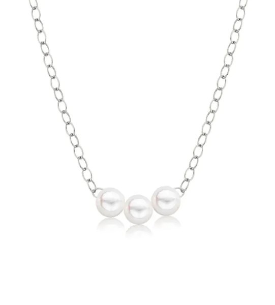 14K WHITE GOLD CULTURED PEARL STARTER NECKLACE 3/3MM