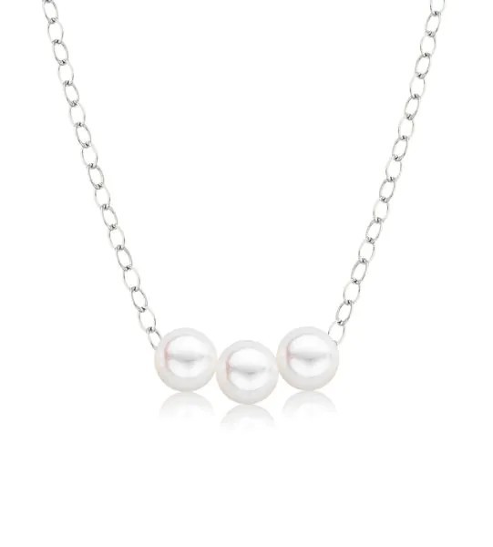 14K WHITE GOLD 5MM THREE PEARL STARTER NECKLACE
