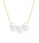 14K YELLOW GOLD 6MM PEARL STARTER NECKLACE WITH 3 PEARLS