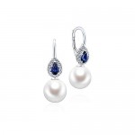 14K WHITE GOLD DIAMOND ANDPEARL HALO EARRINGS