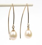 14K YELLOW GOLD PEARL THREADER EARRINGS