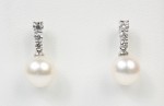 18K WHITE GOLD DIAMOND & PEARL EARRINGS