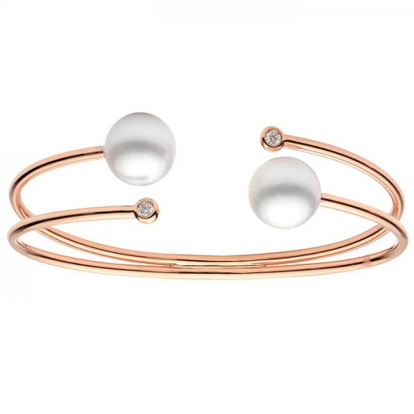 18K ROSE GOLD DIAMOND & SOUTH SEA PEARL CUFF BRACELET