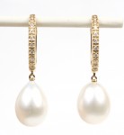 14K YELLOW GOLD DIAMOND & PEARL EARRINGS