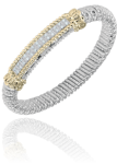VAHAN STERLING SILVER/14K DIAMOND CLOSED BAR BRACELET