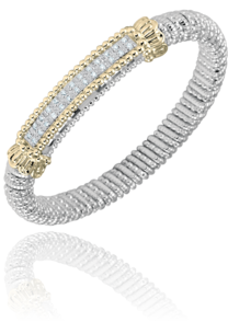 VAHAN STERLING SILVER/14K DIAMOND CLOSED BAR BRACELET