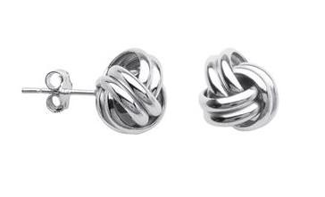 STERLING SILVER TWIST EDGE LOVE KNOT EARRINGS