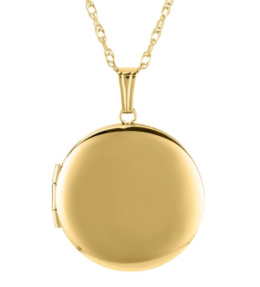 14K GOLD FILLED ROUND LOCKET ON A GOLD FILLED ROPE CHAIN